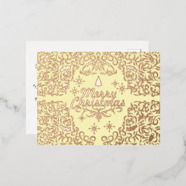 Fröhliche Weihnachten Pastel Gelb.Personalisiert. Folien Feiertagspostkarte