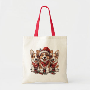 Fröhliche Weihnachten Pembroke Welsh Corgi Welpen Tragetasche