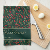 Fröhliche Weihnachten Personalisierte dunkle Botan Geschirrtuch (Viertel Falte)