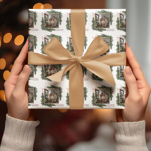 Fröhliche Weihnachten Personalisiertes Familienfot Geschenkpapier