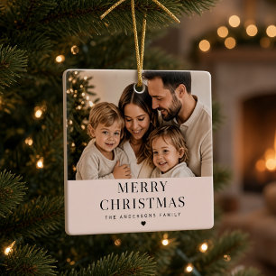 Fröhliche Weihnachten Personalisiertes Familienfot Keramikornament