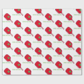 Fröhliche Weihnachten Pickleball Rotes Paddle & Gr Geschenkpapier (Flach)