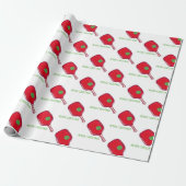 Fröhliche Weihnachten Pickleball Rotes Paddle & Gr Geschenkpapier (Ungerollt)