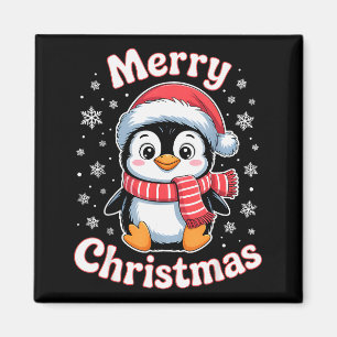 Fröhliche Weihnachten Pinguin Süße Santa Hut Schne Magnet