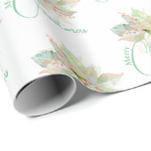 Fröhliche Weihnachten Pink Gold Pastel Poinsettia Geschenkpapier (Rolleneckpunkt)