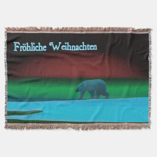 Frohliche Weihnachten - Polar Lights Polar Bear Decke (Vorderseite)