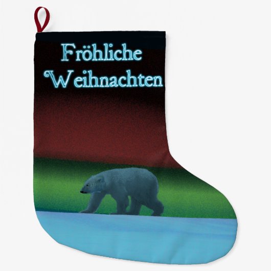 Frohliche Weihnachten - Polar Lights Polar Bear Großer Weihnachtsstrumpf (Vorderseite)
