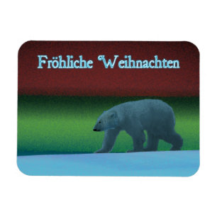 Frohliche Weihnachten - Polar Lights Polar Bear Magnet