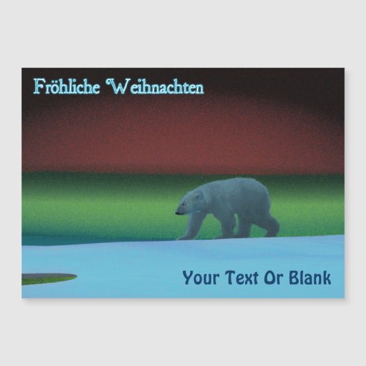Fröhliche Weihnachten - Polar Lights Polar Bear Magnetkarte (Vorderseite)