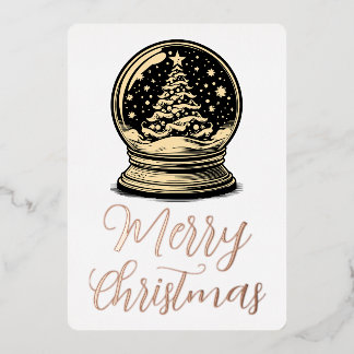 Fröhliche Weihnachten Retro Baum Schneekugel Folien Feiertagskarte