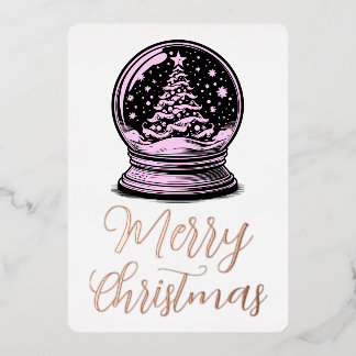 Fröhliche Weihnachten Retro Baum Schneekugel Folien Feiertagskarte