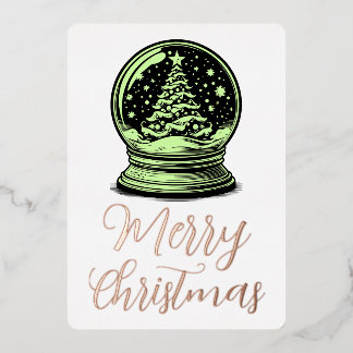 Fröhliche Weihnachten Retro Baum Schneekugel Folien Feiertagskarte