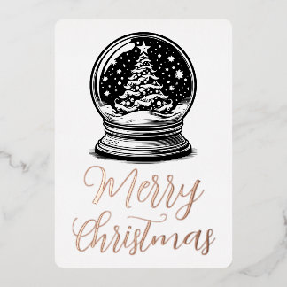 Fröhliche Weihnachten Retro Baum Schneekugel Folien Feiertagskarte