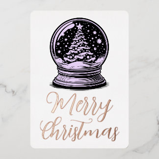 Fröhliche Weihnachten Retro Baum Schneekugel Folien Feiertagskarte