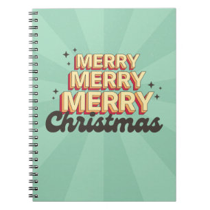 Fröhliche Weihnachten retro groovy Text saisonal Notizblock