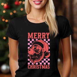 Fröhliche Weihnachten Retro santa blühende Blase T-Shirt