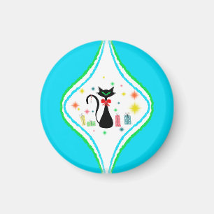 Fröhliche Weihnachten Retro Siamese Katze  Magnet