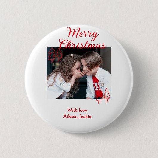 Fröhliche Weihnachten Retro-Weihnachtsbaum Kinderf Button (Vorderseite)