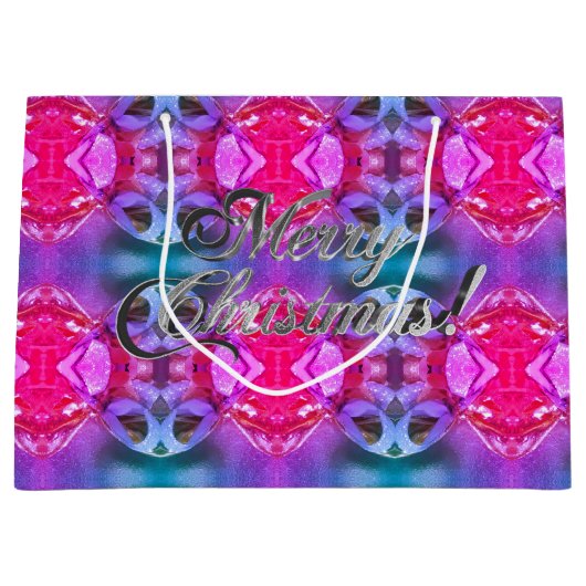 Fröhliche Weihnachten Rosa Lila Muster Elegant Chi Große Geschenktüte (Vorderseite)