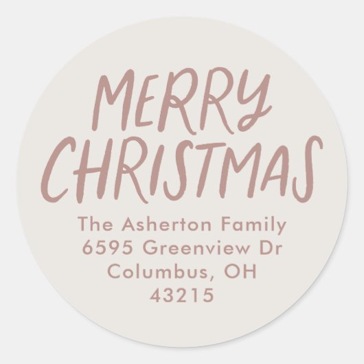 Fröhliche Weihnachten - Rosa Rücksendeadresse Runder Aufkleber (Vorderseite)