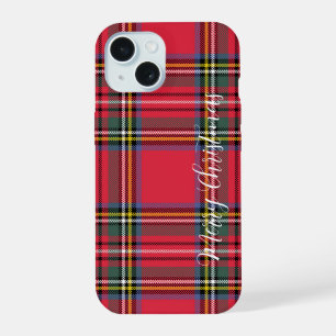 Fröhliche Weihnachten Rot Kariert iPhone 15 Hülle