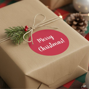 Fröhliche Weihnachten Rot und Weiße Typografie Fes Runder Aufkleber