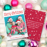 fröhliche Weihnachten rot Vintag Retro einfaches F<br><div class="desc">stylish fröhliche Weihnachten rot Vintag Retro-Urlaubsfotokarte Zwei-Seiten-Karte,  auf der Rückseite Urlaubsbotschaft mit Schneeflocken</div>