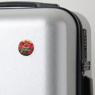 Fröhliche Weihnachten Rote Poinsettien Magnet