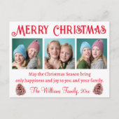 fröhliche Weihnachten, rote Typografie 3 Fotos Col Postkarte (Vorderseite)