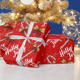Fröhliche Weihnachten Rote Zuckerstange Goldbögen Geschenkpapier