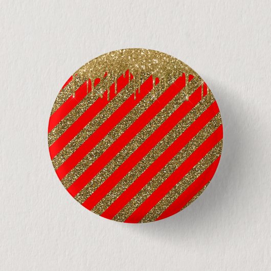 Fröhliche Weihnachten - Roter Glitzer Button (Vorderseite)