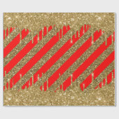 Fröhliche Weihnachten - Roter Glitzer Geschenkpapier (Flach)