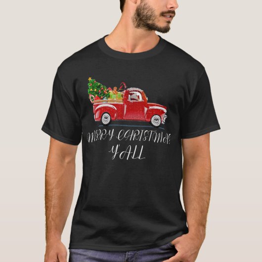 Fröhliche Weihnachten roter LKW lustig T-Shirt (Vorderseite)