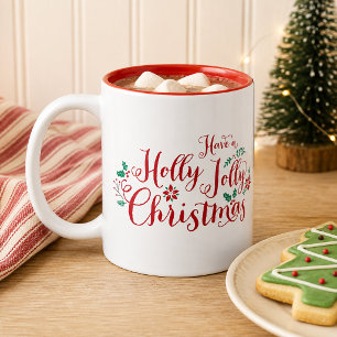 Fröhliche Weihnachten Roter Schriftzug Feiertag Zweifarbige Tasse