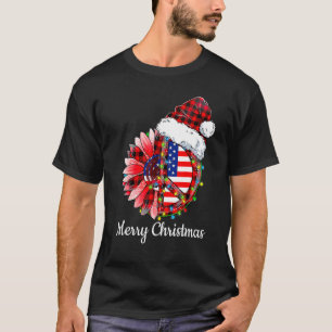 Fröhliche Weihnachten Rotes Karo-Friedenszeichen L T-Shirt