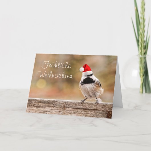 Fröhliche Weihnachten Sankt Chickadee-Karte (Vorderseite)