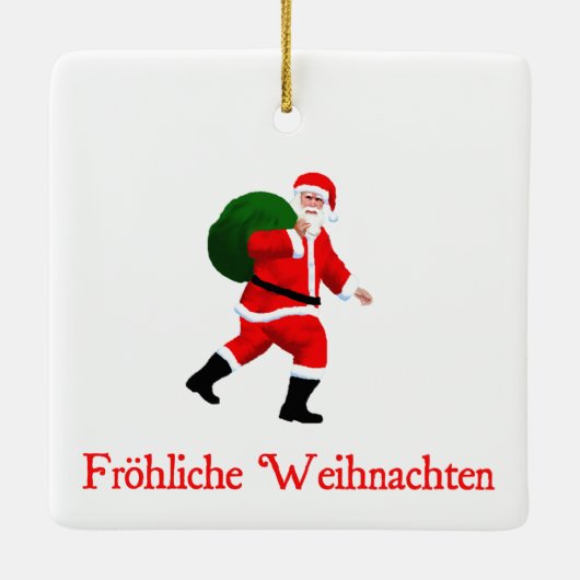 Frohliche Weihnachten - Santa Claus Keramikornament (Rückseite)