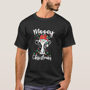 Fröhliche Weihnachten Santa Färse Xmas Lichter Kuh T-Shirt