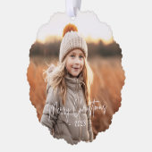 Fröhliche Weihnachten schlichte Foto Pine grün Ornament Karte (Links)