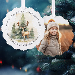 Fröhliche Weihnachten schlichte Foto Pine grün Ornament Karte