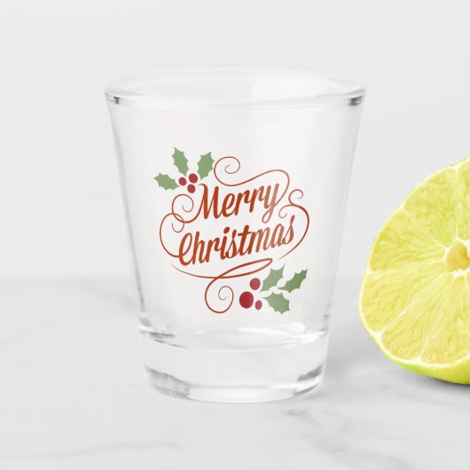 "fröhliche Weihnachten" Schnapsglas (Vorderseite)