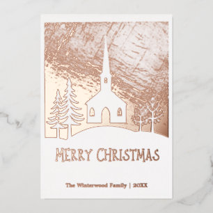 Fröhliche Weihnachten Schnee Winter Kirche Persona Folien Feiertagskarte