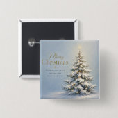 Fröhliche Weihnachten Schneeige Kiefer Button (Vorne & Hinten)