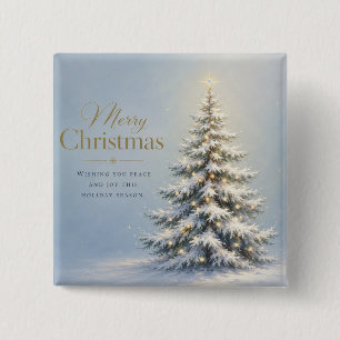 Fröhliche Weihnachten Schneeige Kiefer Button
