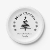 fröhliche Weihnachten Schwarz-Weiß schlichte moder Pappteller (Vorderseite)