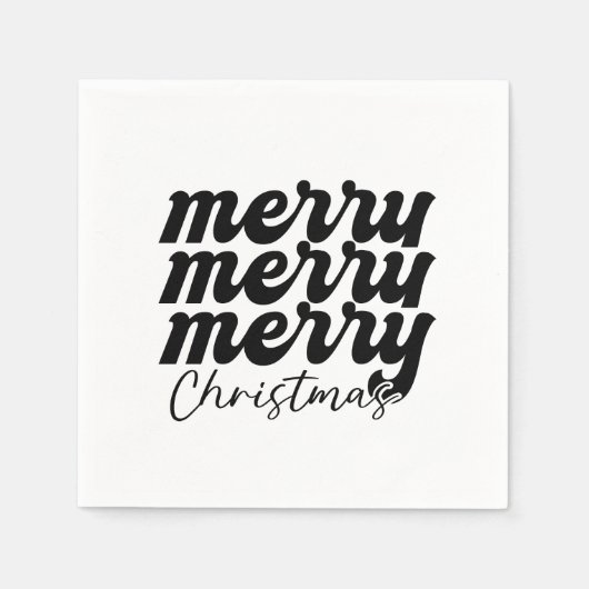 fröhliche Weihnachten schwarz-weiß Serviette (Vorderseite)