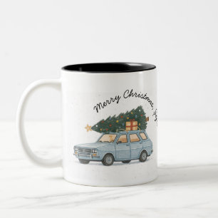 Fröhliche Weihnachten Șefu’ Dacia 1300 Rumänische  Zweifarbige Tasse