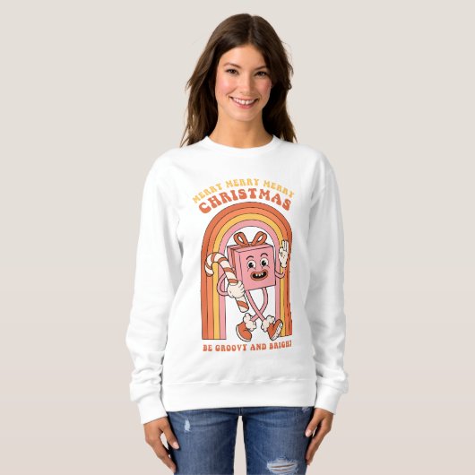 Fröhliche Weihnachten - Sei Groovy und hell Sweatshirt (Vorne ganz)