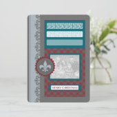 fröhliche Weihnachten (silbrig) Einladung (Stehend Vorderseite)