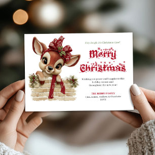 Fröhliche Weihnachten spähendes Baby-Rentier Winte